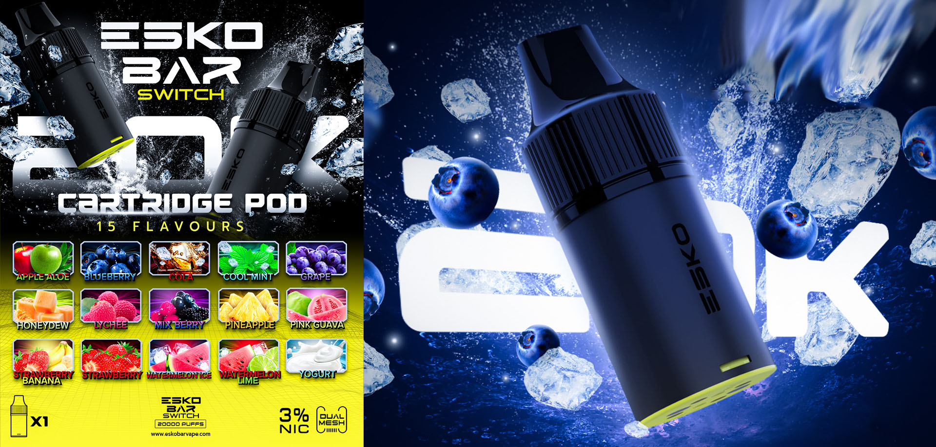 ESKOBAR Switch 20K Starter Kit ชุดเครื่องพร้อมหัวพอต 20000 คำ