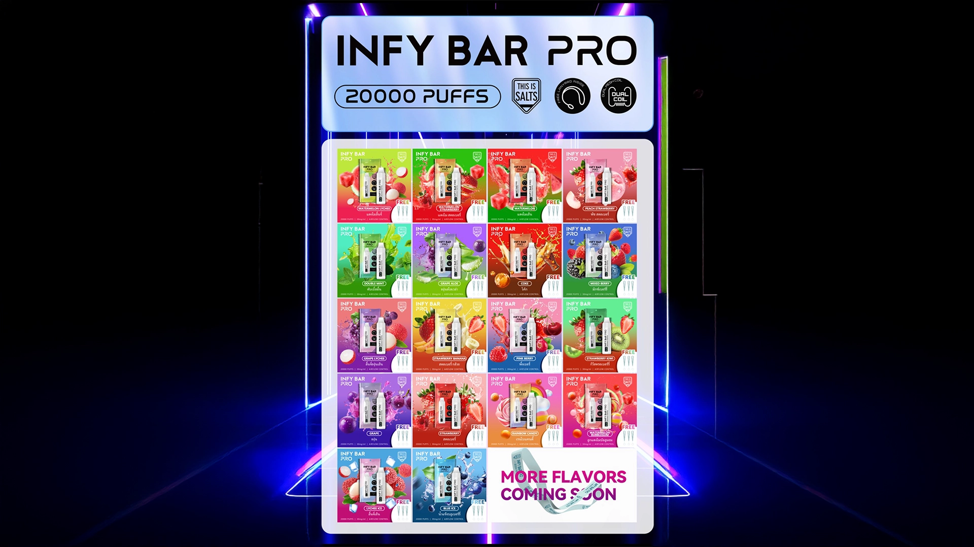 INFY BAR PRO 20000 Puffs พอตใช้แล้วทิ้ง จอ LED ปรับรูลม