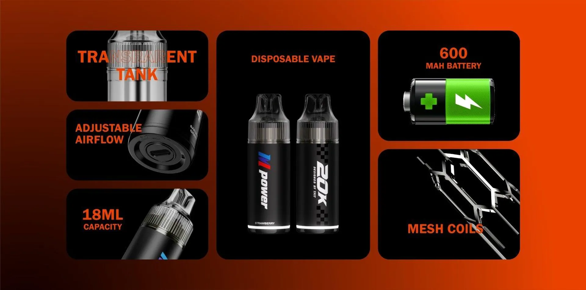 TFIT M Power 20K พอตใช้แล้วทิ้ง 20,000 คำ ปรับรูลมได้
