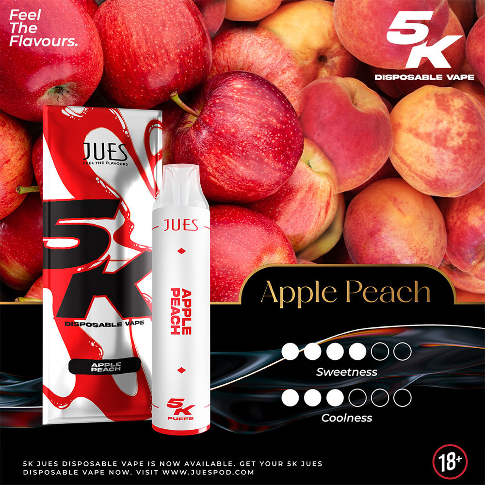 JUES 5000 Puffs กลิ่น Apple Peach - แอปเปิ้ลพีช