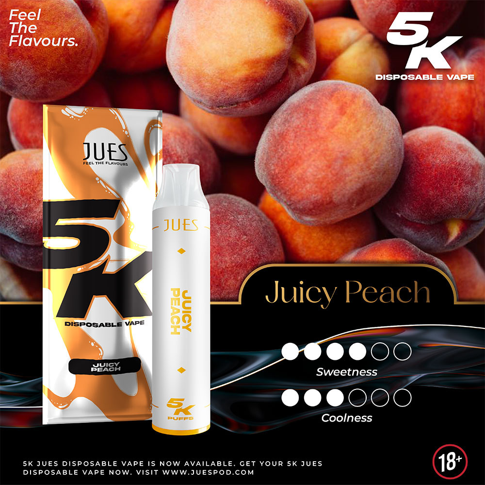 JUES 5000 Puffs กลิ่น Juicy Peach - ลูกพีช