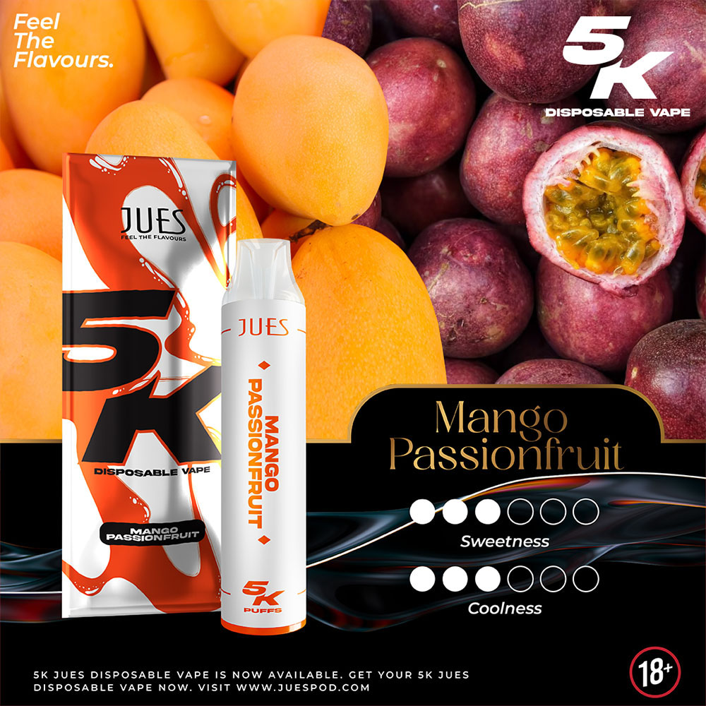 JUES 5000 Puffs กลิ่น Mango Passionfruit - มะม่วงเสาวรส