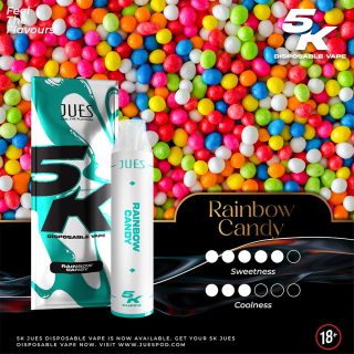 JUES 5000 Puffs กลิ่น Rainbow Candy - ลูกอมเรนโบว์