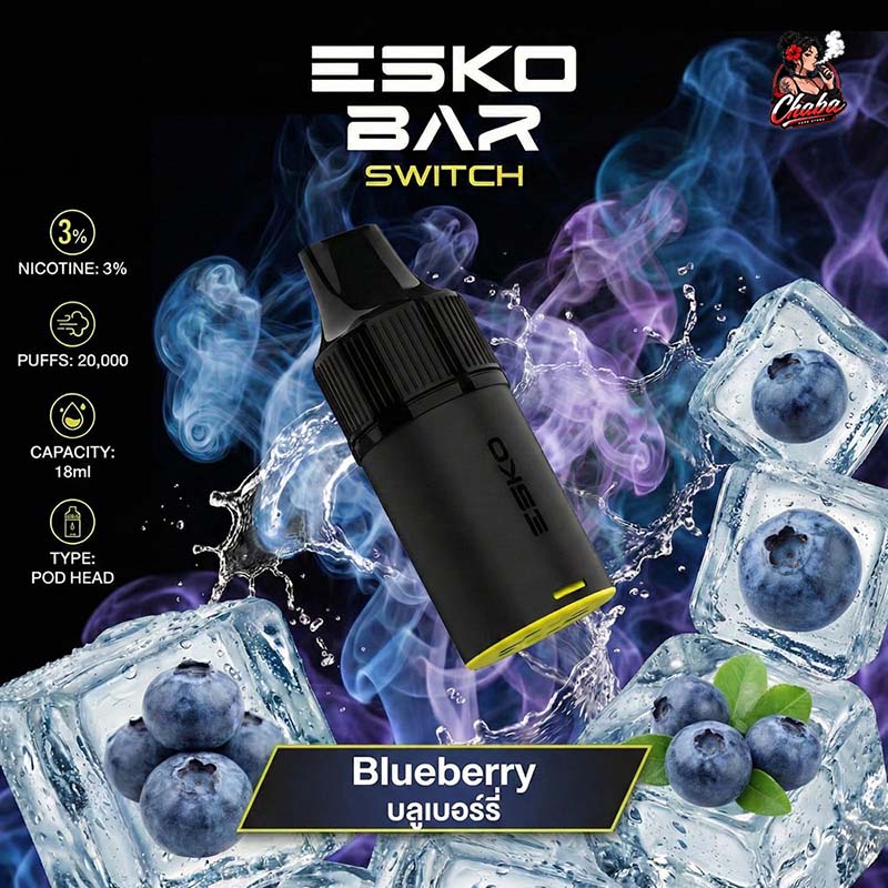 หัวพอต ESKOBAR Switch 20000 Puffs รส Blueberry บลูเบอร์รี่