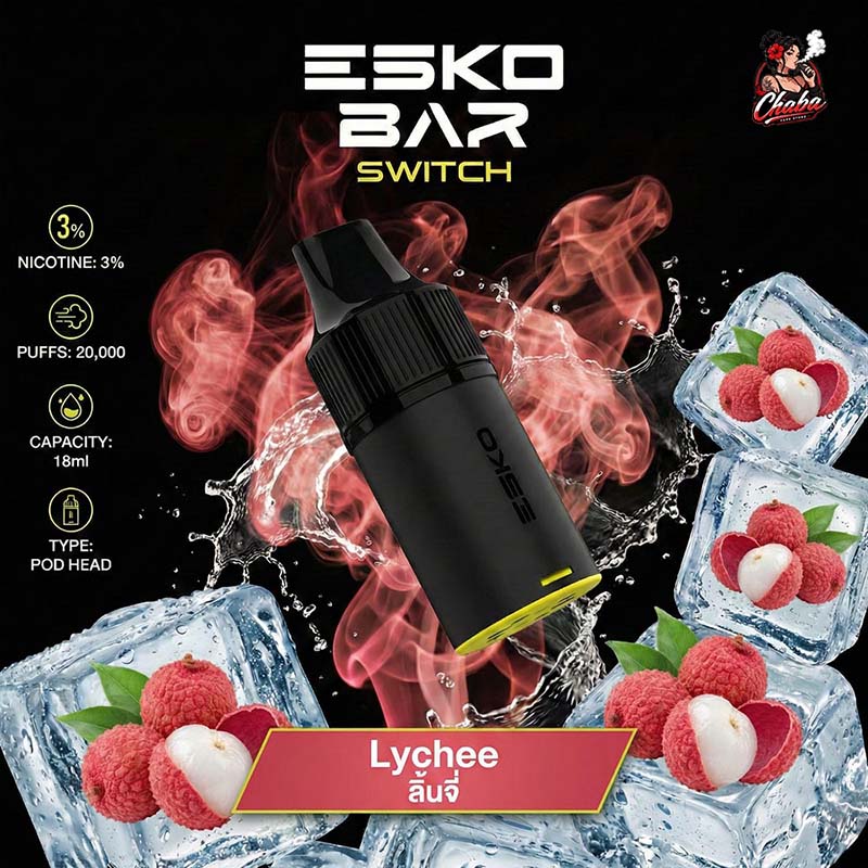 หัวพอต ESKOBAR Switch 20000 Puffs รส Lychee ลิ้นจี่
