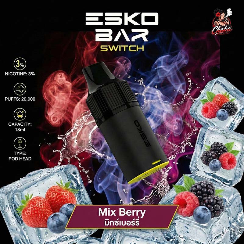 หัวพอต ESKOBAR Switch 20000 Puffs รส Mix Berry มิกซ์เบอร์รี่