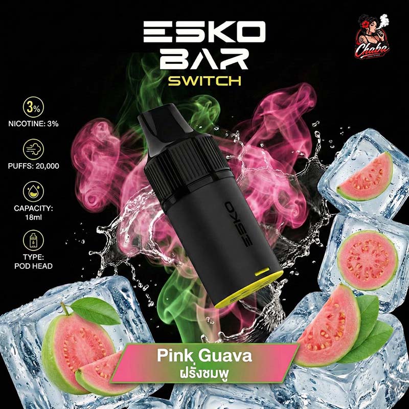 หัวพอต ESKOBAR Switch 20000 Puffs รส Pink Guava ฝรั่งชมพู
