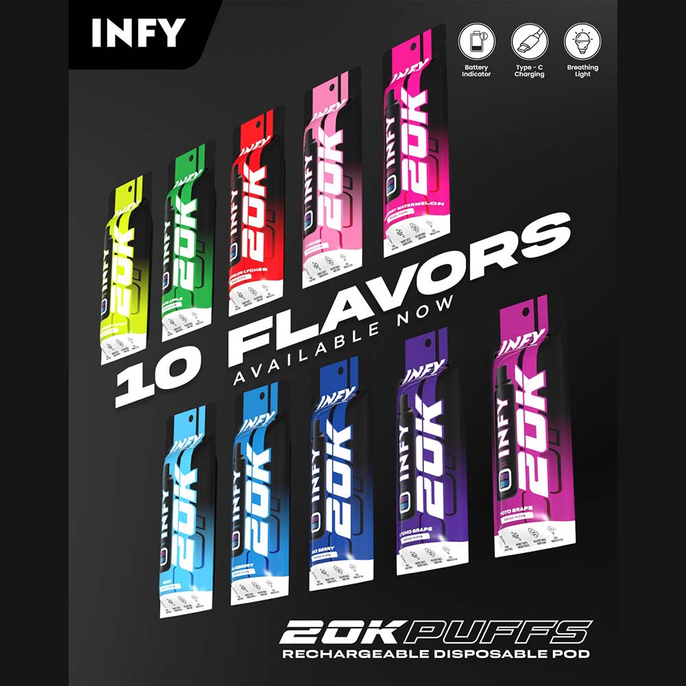 INFY 20K Puffs พอตใช้แล้วทิ้ง 20000 คำ จอ LED ปรับรูลมได้