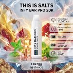 INFY BAR PRO 20000 Puffs จาก THIS IS SALTS เป็นพอตใช้แล้วทิ้งชาร์จได้ที่เน้นใช้งานง่าย กลิ่นชัด และอยู่ได้นาน
