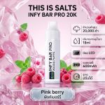 INFY BAR PRO 20000 Puffs จาก THIS IS SALTS เป็นพอตใช้แล้วทิ้งชาร์จได้ที่เน้นใช้งานง่าย กลิ่นชัด และอยู่ได้นาน