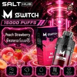 หัวพอต M Switch 15000 Puffs Peach Strawberry - พีชสตรอว์เบอร์รี่