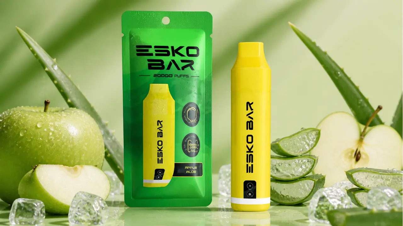 ESKO Bar 20000 Puffs กลิ่น Apple Aloe พร้อมแพ็กเกจสีเขียว