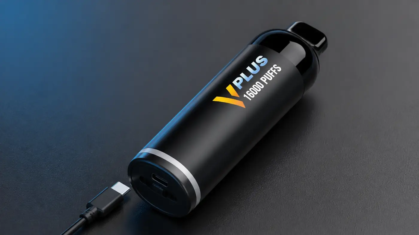 V Plus 16000 Puffs พอร์ต USB-C และรูลมปรับได้