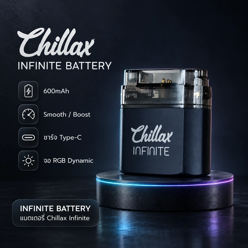Chillax Infinite Battery เครื่องเปล่า สีเข้ม พร้อมไฟ RGB