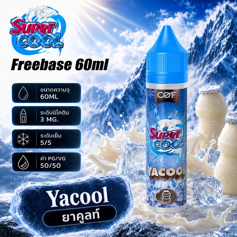 Super Cool Freebase 60ml Nic3 Super Cool Yacool - ยาคูลท์