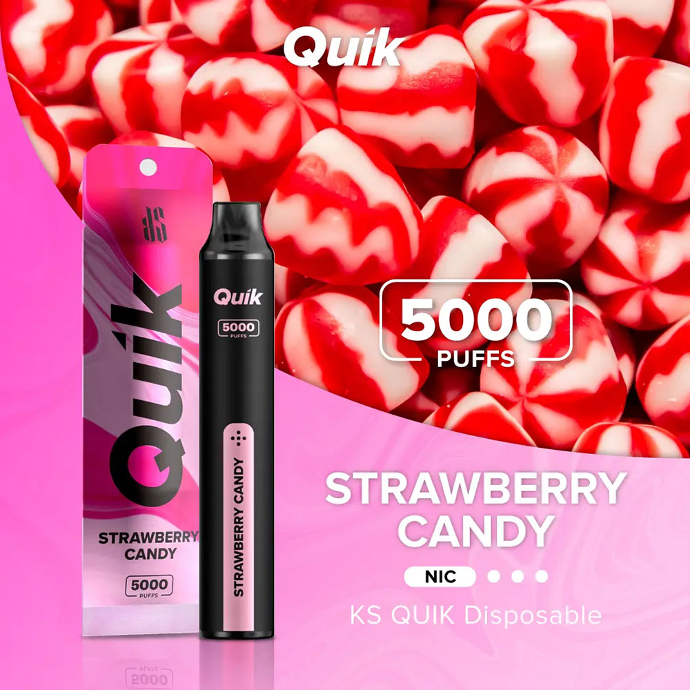 KS Quik 5000 Puffs Strawberry Candy - สตรอเบอร์รี่แคนดี้