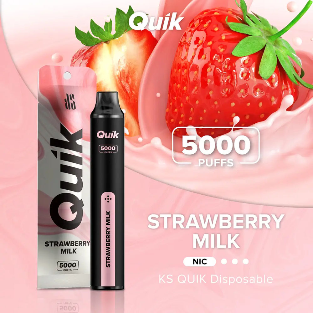 KS Quik 5000 Puffs Strawberry Milk - สตรอเบอร์รี่นม