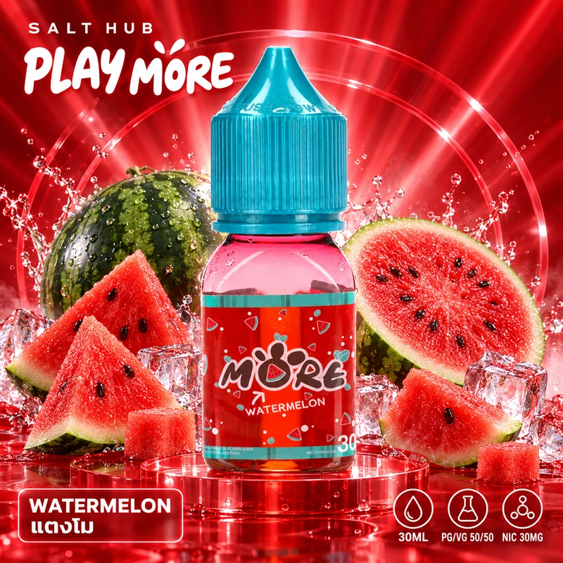 Play More Watermelon Salt Nic 30ml (Nic30) [ฝาฟ้า] ภาพสินค้า